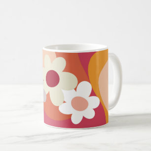 Mug Fleurs et vagues de style rétro