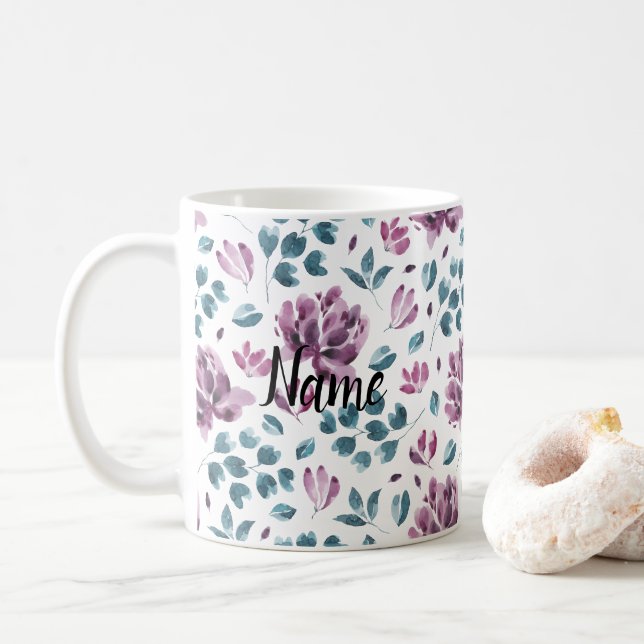 Mug Fleurs Florales Belle motif Céramique Nouveauté (Avec donut)