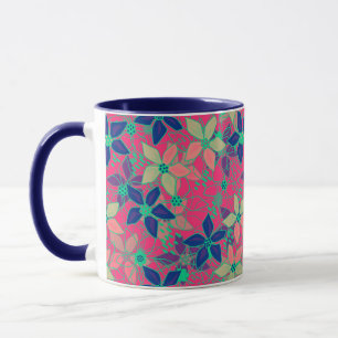 Mug Fleurs florales invisibles motif rouge d'été brill