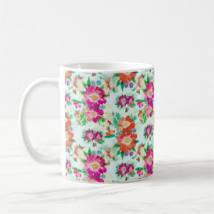 Mug Fleurs florales Vintages brillantes rose et rouge