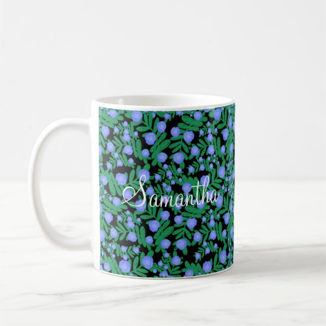 Mug Fleurs Florales Violettes Légères Et Plantes De Fe (Gauche)