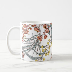 Mug Fleurs indigènes australiennes. Noir motif transpa