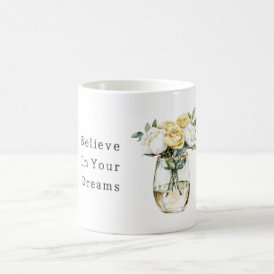 Mug Fleurs jaunes blanches Croient aux rêves