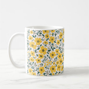 Mug Fleurs jaunes : moderne floral sans soudure.