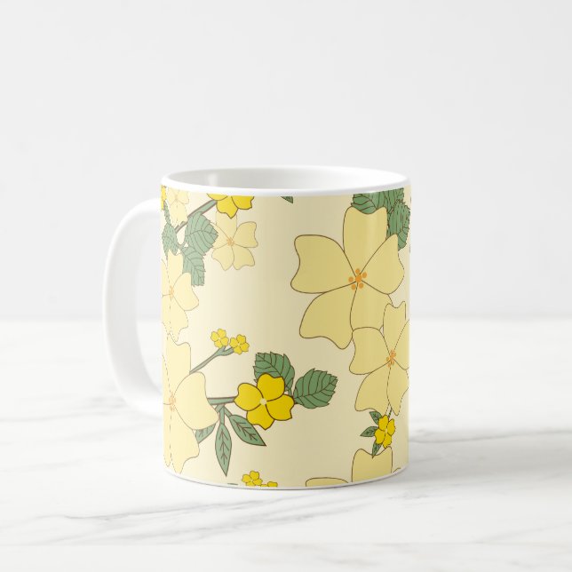 Mug Fleurs Jaunes, Motif Floral, Motif De Fleurs (Devant gauche)