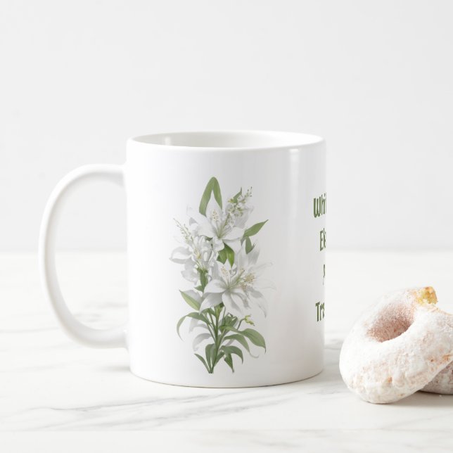 Mug Fleurs Lys Blanches (Avec donut)