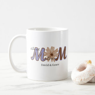 Mug Fleurs MAMAN Nom personnalisé lettrage élégant des
