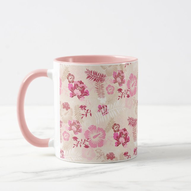 Mug Fleurs modernes roses mignonnes motif Haut basket (Gauche)