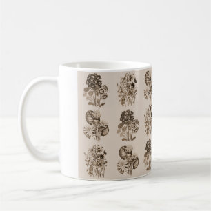Mug Fleurs monochromes en sépia brun