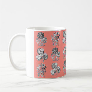 Mug Fleurs monochromes sur arrière - plan corallien