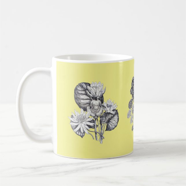 Mug Fleurs monochromes sur arrière - plan jaune (Gauche)