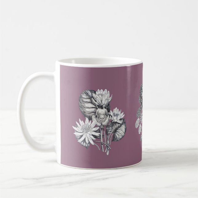 Mug Fleurs monochromes sur arrière - plan mauve (Gauche)