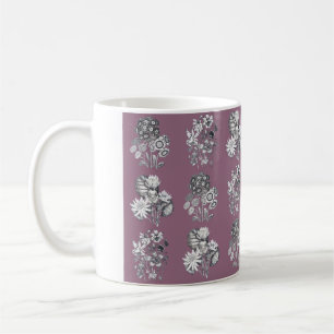 Mug Fleurs monochromes sur arrière - plan mauve