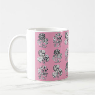 Mug Fleurs monochromes sur arrière - plan rose