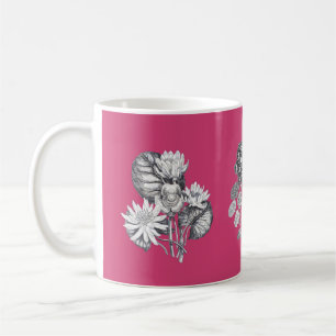 Mug Fleurs monochromes sur cerise arrière - plan