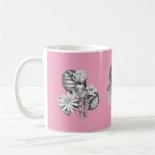 Mug Fleurs monochromes sur fond rose