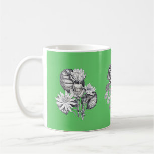 Mug Fleurs monochromes sur fond vert