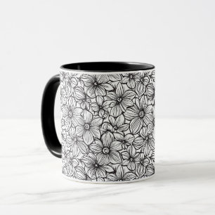 Mug Fleurs Noir Blanc