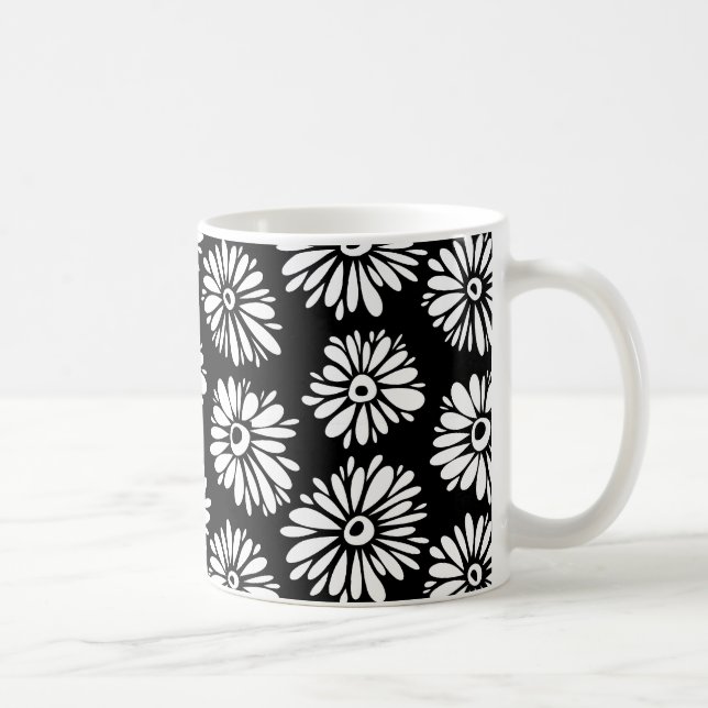 Mug Fleurs noires et blanches funky (Droite)