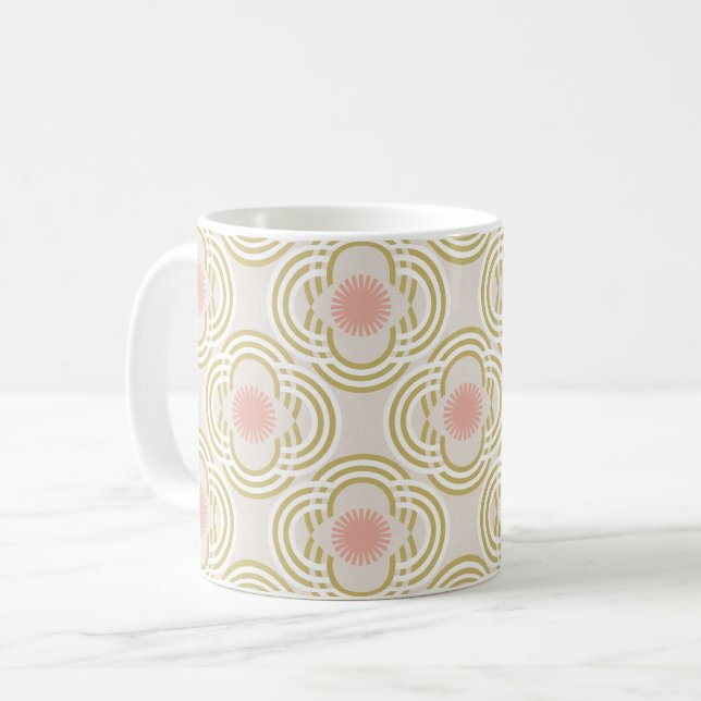 Mug Fleurs ou yeux - or neutre et rose (Devant gauche)