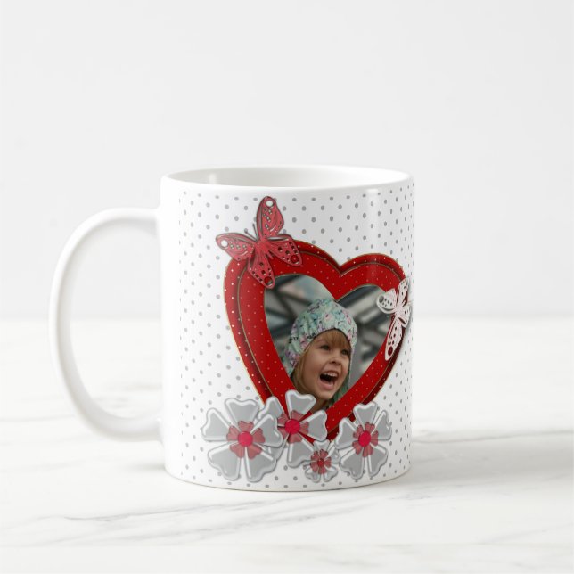 Mug Fleurs papillons de coeur rouge Valentines Jour am (Gauche)