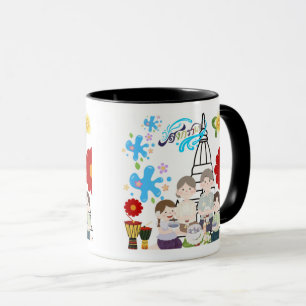Mug Fleurs parfumées éclaboussées noir & blanc