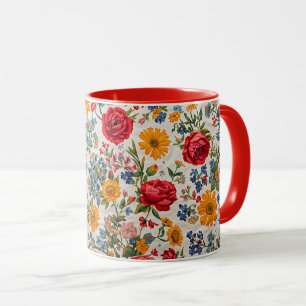 Mug Fleurs partout, dessin coloré,