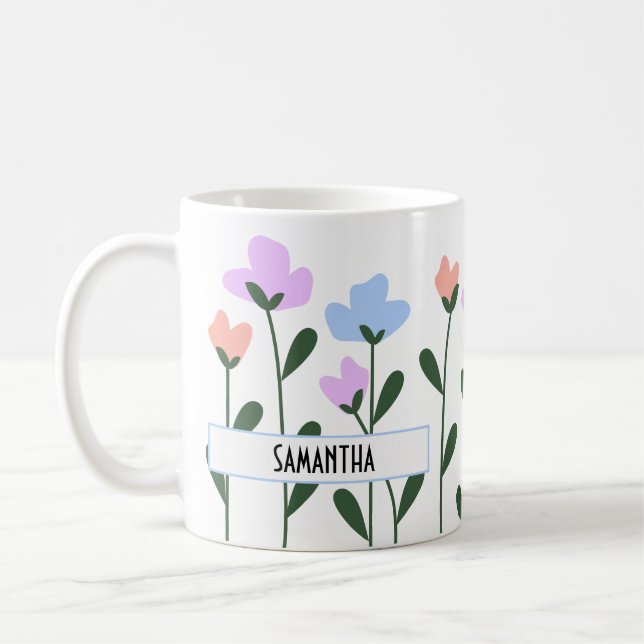Mug fleurs pastel personnalisées (Gauche)