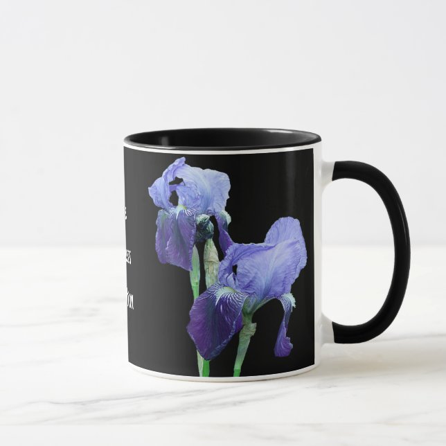 Mug Fleurs personnalisables d'iris bleu personnalisées (Droite)