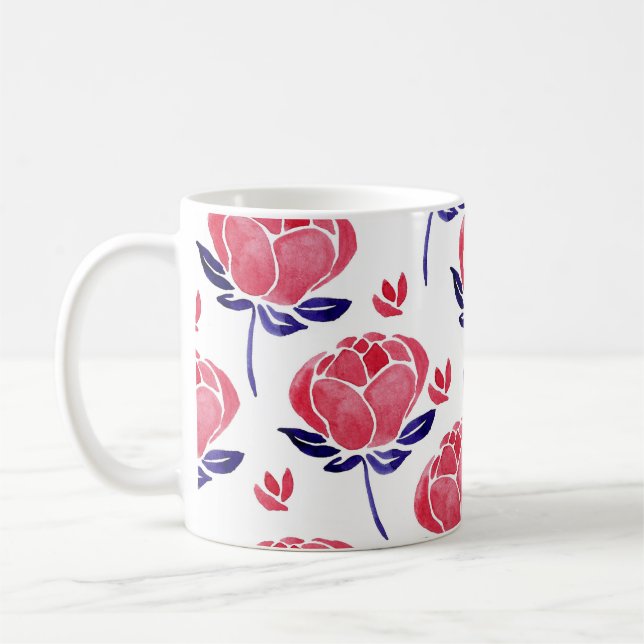 Mug Fleurs printanières, aquarelle motif sans couture. (Gauche)