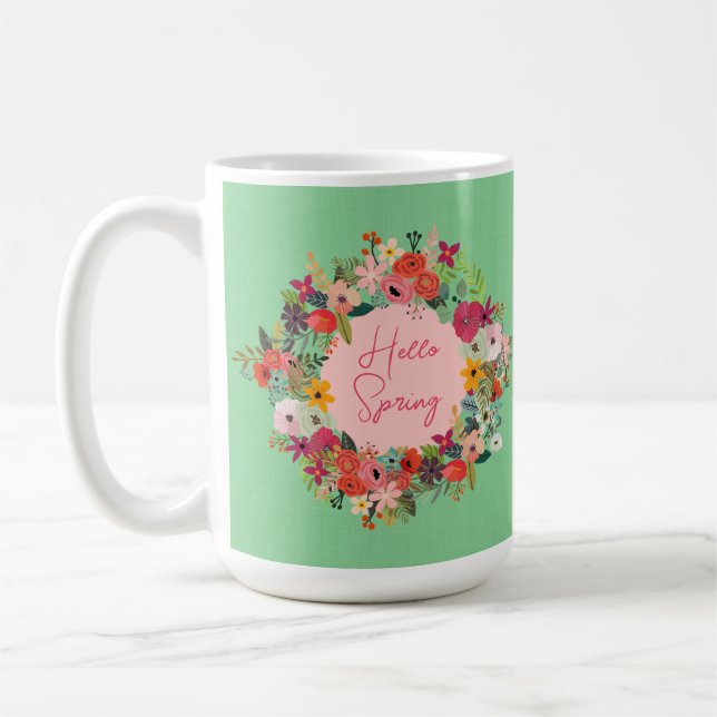 Mug Fleurs printanières Hello lin printemps personnali (Gauche)