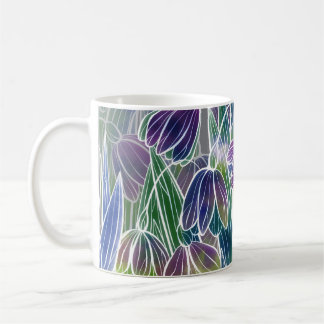Mug Fleurs printanières, herbes, bordure transparente 