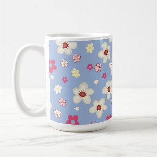 Mug fleurs printanières sur fond bleu