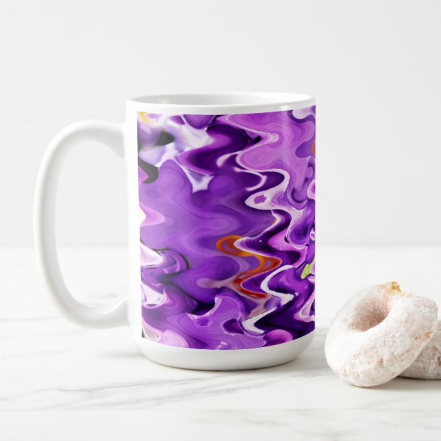MUG FLEURS PURPLES ABSTRAITES (Avec donut)