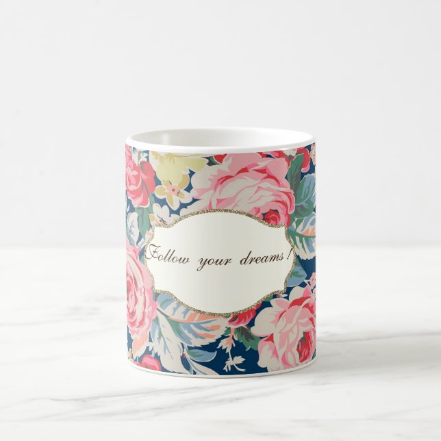 Mug Fleurs romantiques adorables - Message de motivati (Centre)