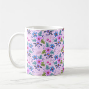 Mug Fleurs Rose Bleu Violet Floral Motif-36841