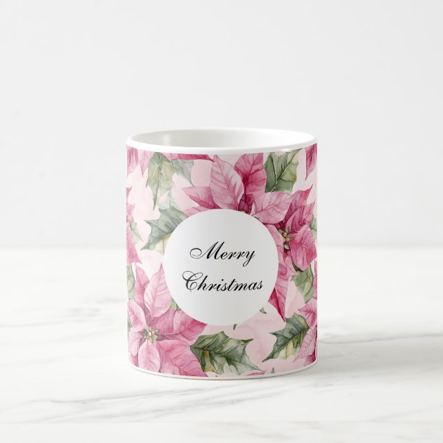 Mug Fleurs rose Poinsettia Noël (Centre)