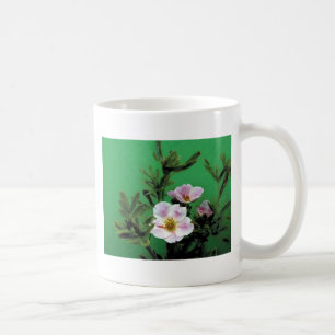 Mug fleurs rose sauvage en vert, Élégant