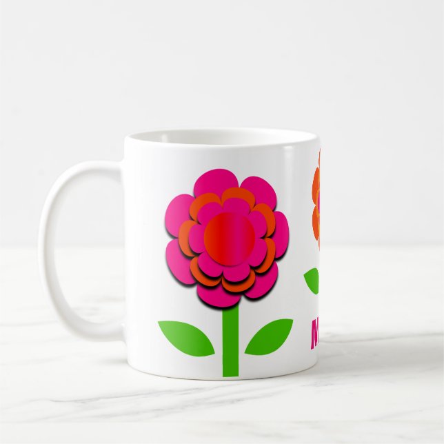 Mug Fleurs roses et orange chaudes (Gauche)