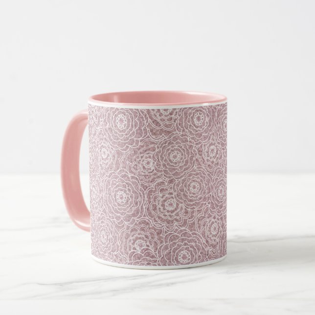 Mug Fleurs roses monochromes Dusty (Devant gauche)