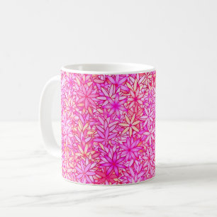 Mug fleurs roses, pêche, orchidée et corail