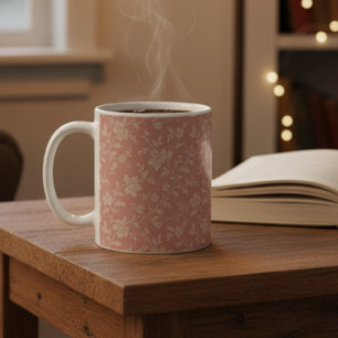 Mug Fleurs roses poussiéreuses vintage élégantes roman