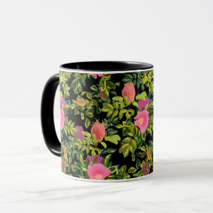 Mug Fleurs roses rose aquarelle botanique floral rétro