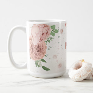Mug fleurs roses rousses verdure botanique