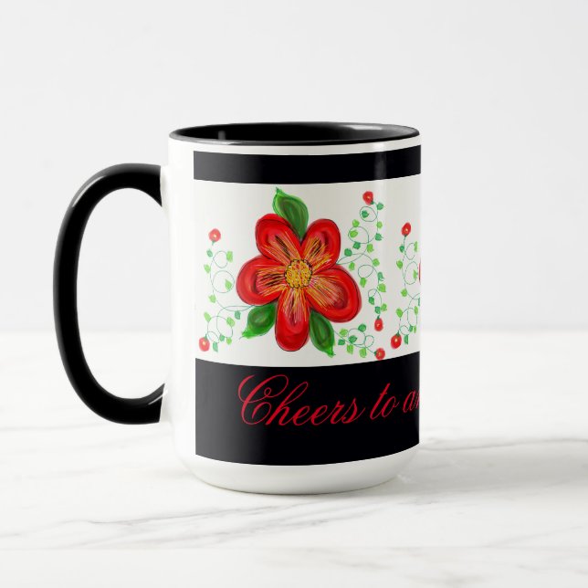 Mug Fleurs Rouge Et Jaune (Gauche)