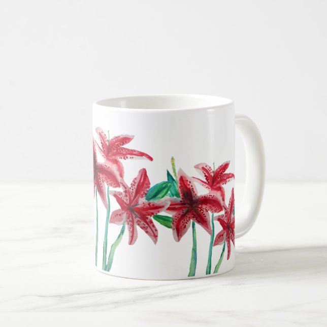 Mug Fleurs rouges (Devant droit)