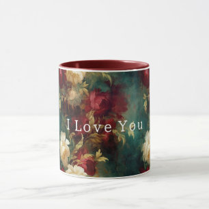 Mug Fleurs rouges blanches vertes