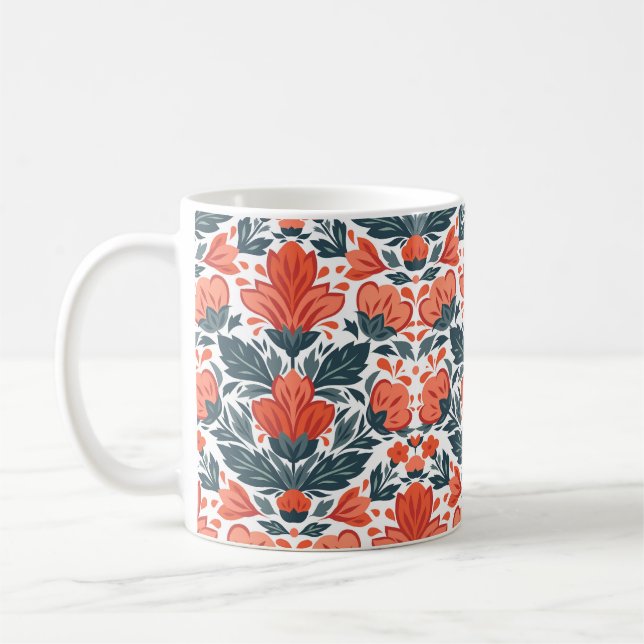 Mug Fleurs rouges décoratives (Gauche)