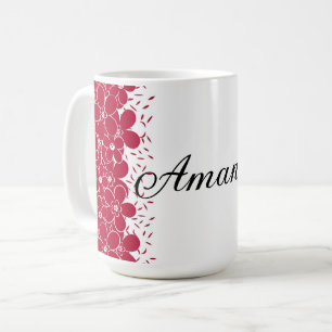 Mug Fleurs rouges marguerites sur fond blanc