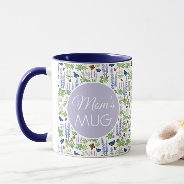 Mug Fleurs sauvages et papillons de la maman (Avec donut)